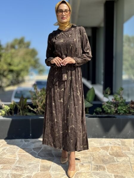 Misswhence Fermuarlı Jakarlı İpek Elbise 36802