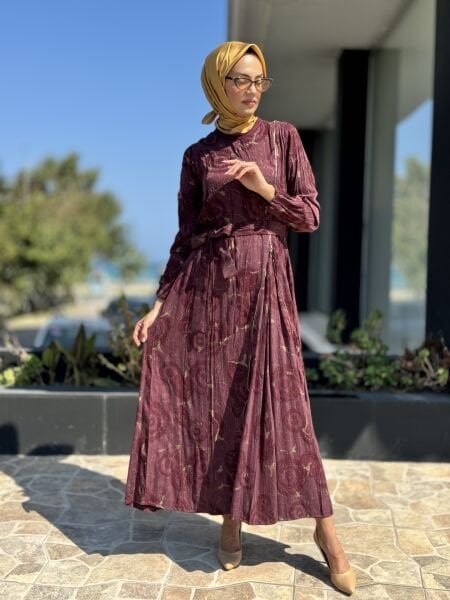 Misswhence Fermuarlı Jakarlı İpek Elbise 36802