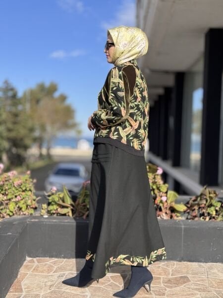 Ghisa Kadife ve Nakış Detaylı Ceket Etek Takım G4173