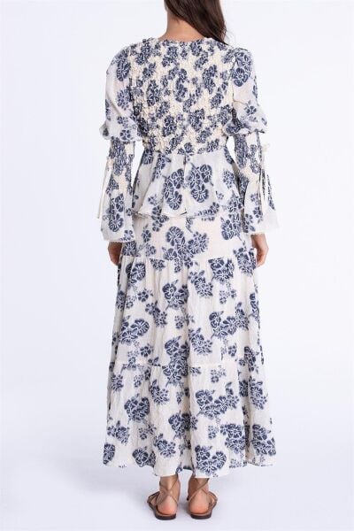Qui Desenli Keten Elbise (11206)