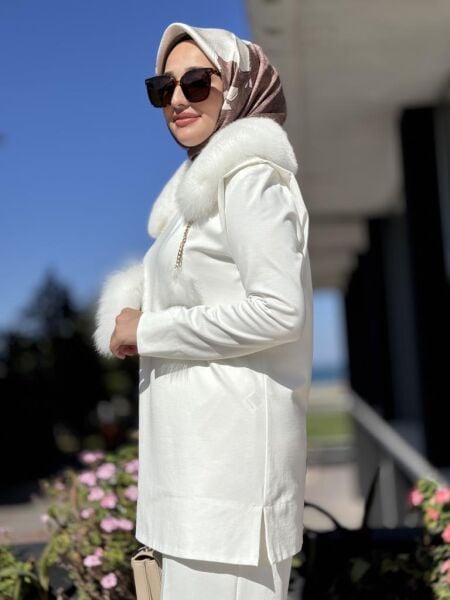 Qupra Seyyar Kürk Detaylı Tunik Pantolon Takım WAC92013