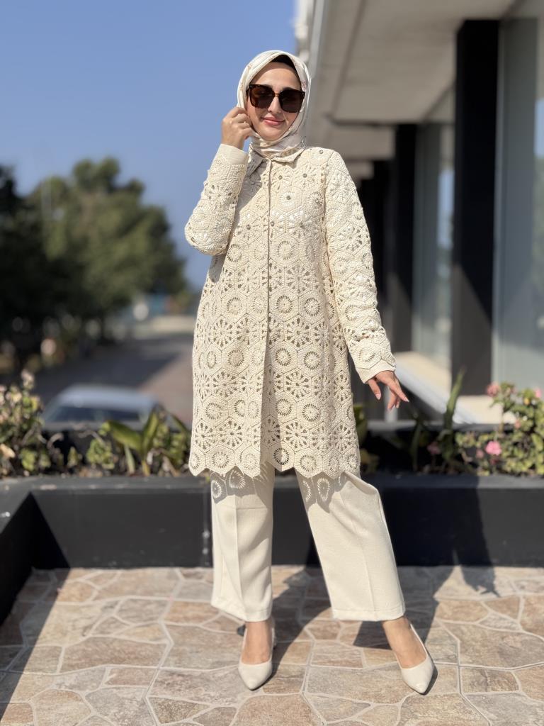 Tığ Triko Kopanaklı Taş Detaylı Kap KAP1864