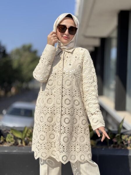 Tığ Triko Kopanaklı Taş Detaylı Kap KAP1864