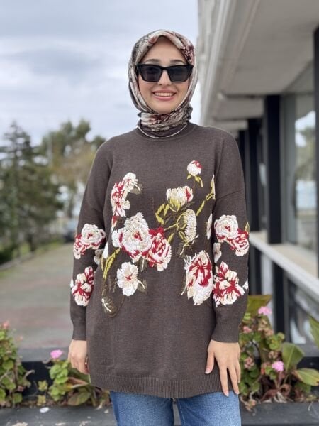 Ghisa Yarım Balıkçı İşlemeli Triko Tunik G4154