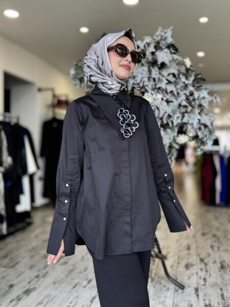 Kahma Yaka Çiçek Detaylı Gömlek