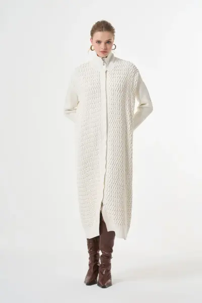 Misswhence Fermuarlı Örme Triko Kap 36529