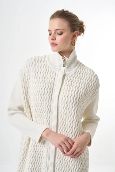 Misswhence Fermuarlı Örme Triko Kap 36529