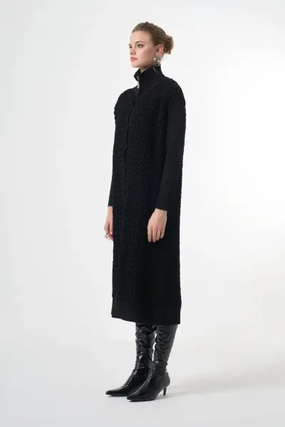 Misswhence Fermuarlı Örme Triko Kap 36529