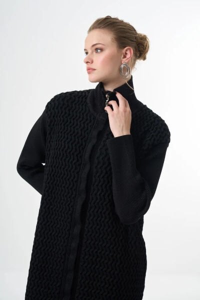 Misswhence Fermuarlı Örme Triko Kap 36529