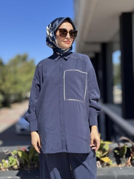 Almarwah Dikiş Detaylı Gömlek Şalvar Takım 202885