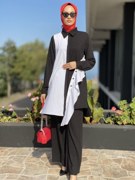 Almarwah Siyah-Beyaz Gömlek Pantolon Takım 202526