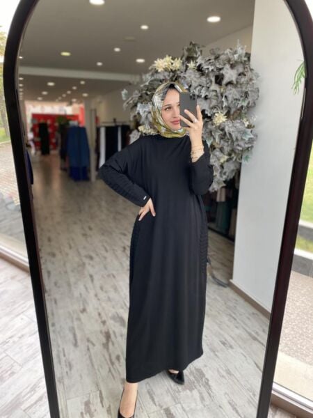 İnvee Nervür Detaylı Triko Elbise 7060