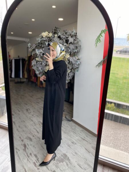 İnvee Nervür Detaylı Triko Elbise 7060