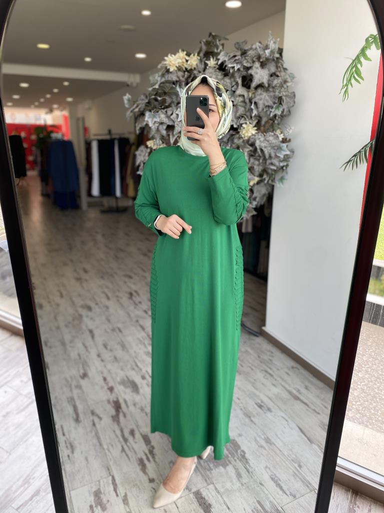 İnvee Nervür Detaylı Triko Elbise 7060