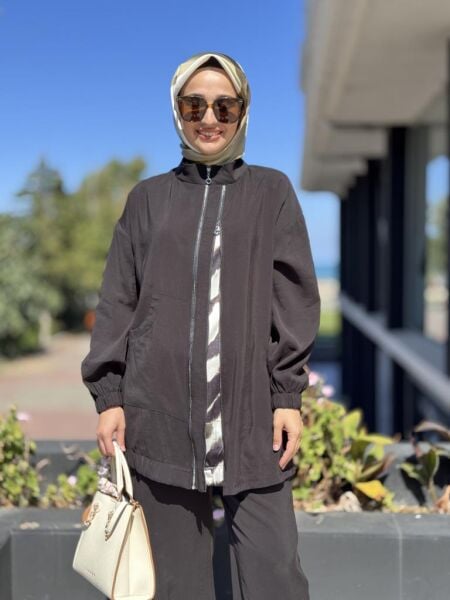 Almarwah Çift Fermuar Detaylı Cepli Kap Pantolon Takım 202894