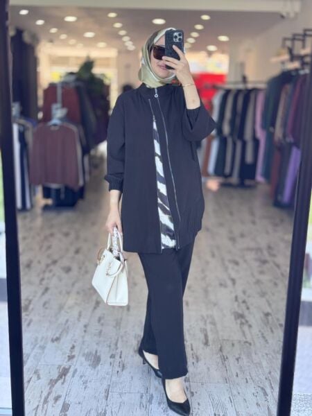 Almarwah Çift Fermuar Detaylı Cepli Kap Pantolon Takım 202894