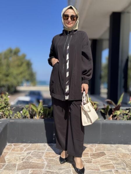 Almarwah Çift Fermuar Detaylı Cepli Kap Pantolon Takım 202894