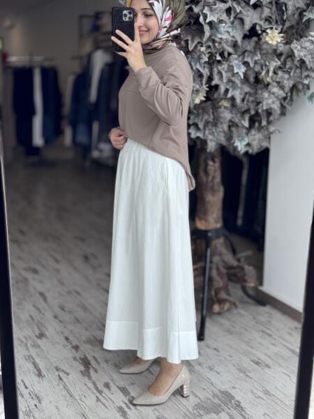 QooQ Store Sar Poplin Cepli Kloş Etek 25SS537