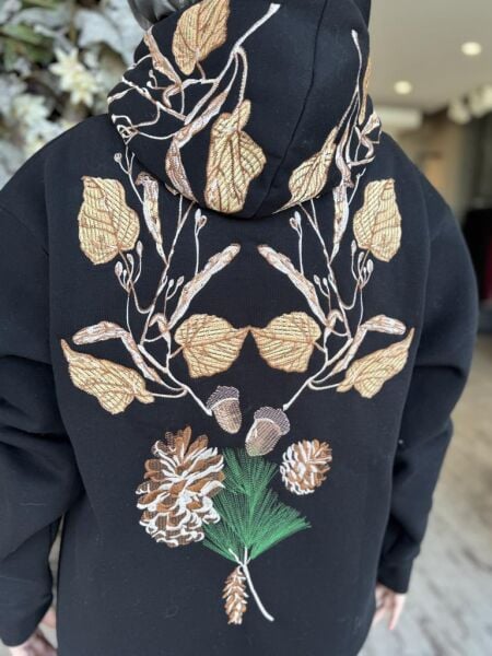 Vuu Sırtı Nakışlı Kapüşonlu Sweatshırt 24FW11V115 SİYAH - M