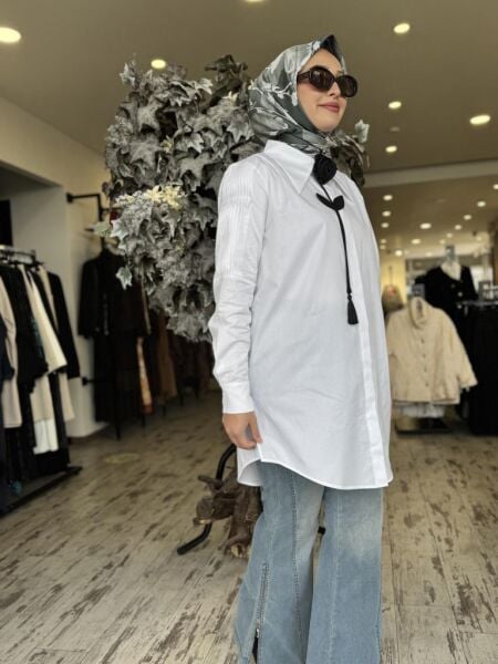 Vuu Drape Detaylı Gömlek 24FW2V083 BEYAZ - 36