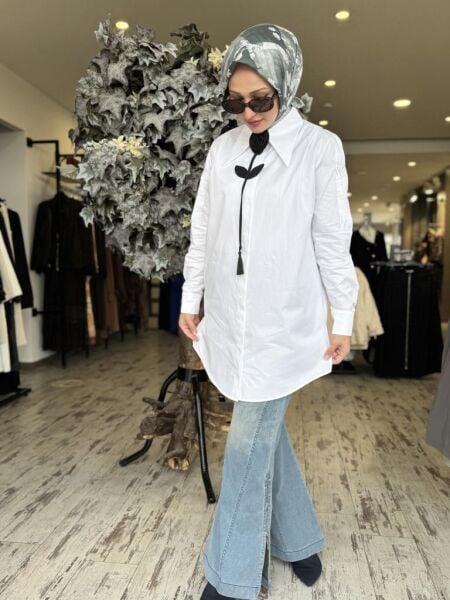 Vuu Drape Detaylı Gömlek 24FW2V083 BEYAZ - 40