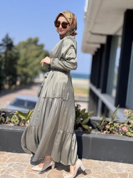 Almarwah Liosel Yeşil Elbise 303848