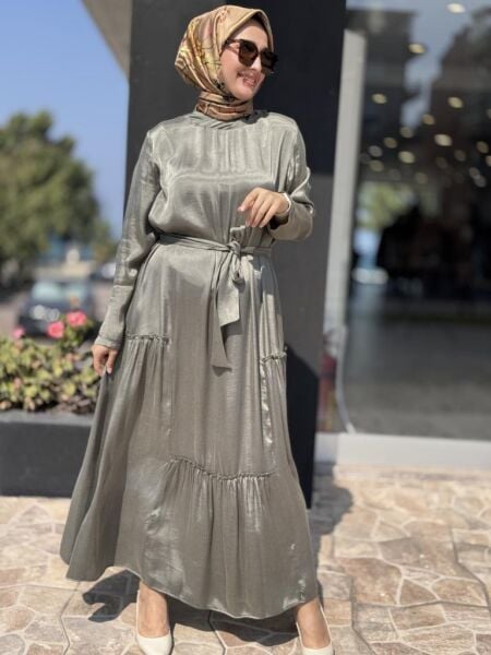 Almarwah Liosel Yeşil Elbise 303848