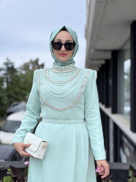 SENNA Menta Clara Tesettür Abiye Dress SD2530014