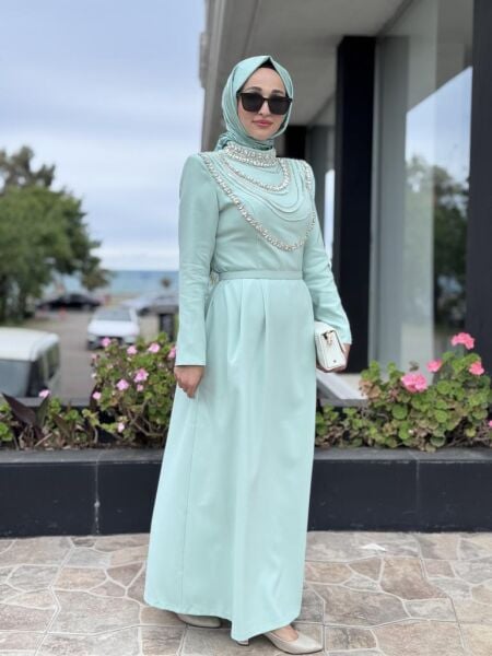 SENNA Menta Clara Tesettür Abiye Dress SD2530014