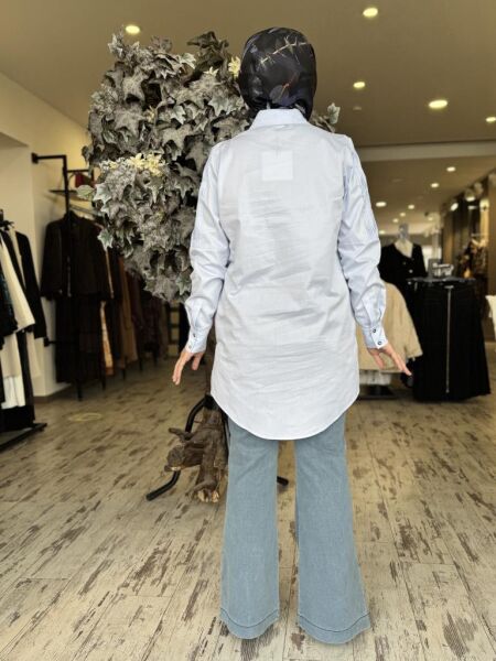 Vuu Drape Detaylı Gömlek 24FW2V083 MAVİ - 42