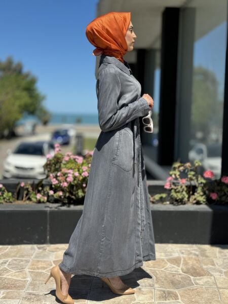 Misswhence Fermuarlı Tencel Kot Pardesü 35518