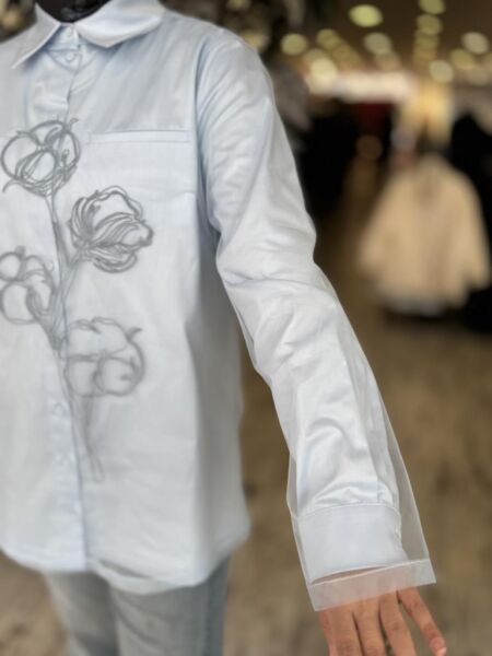 Vuu Tüllü Gömlek (Ayrılabilir) 24FW2B026 MAVİ - 36