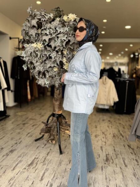 Vuu Tüllü Gömlek (Ayrılabilir) 24FW2B026 MAVİ - 40