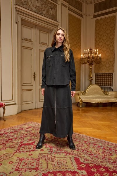 Misswhence Fermuarlı Kot Etek 36901