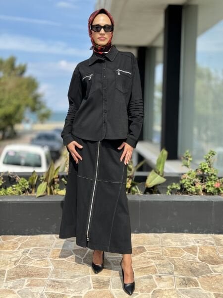 Misswhence Fermuarlı Kot Etek 36901