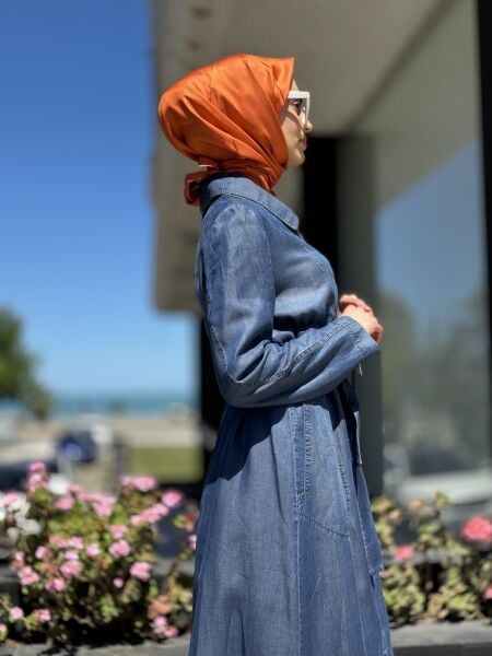 Misswhence Fermuarlı Tencel Kot Pardesü 35518 LACİVERT - 36