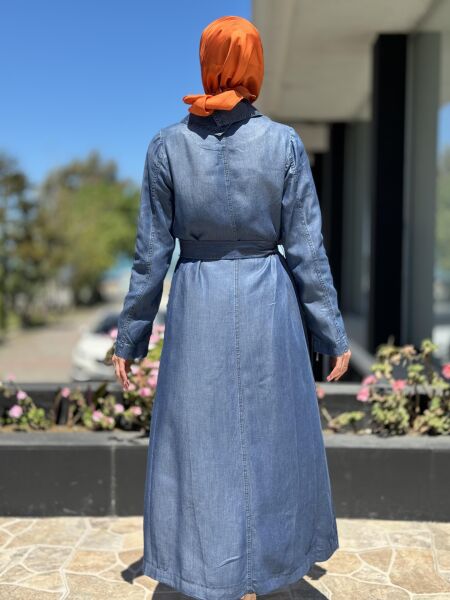 Misswhence Fermuarlı Tencel Kot Pardesü 35518 LACİVERT - 36