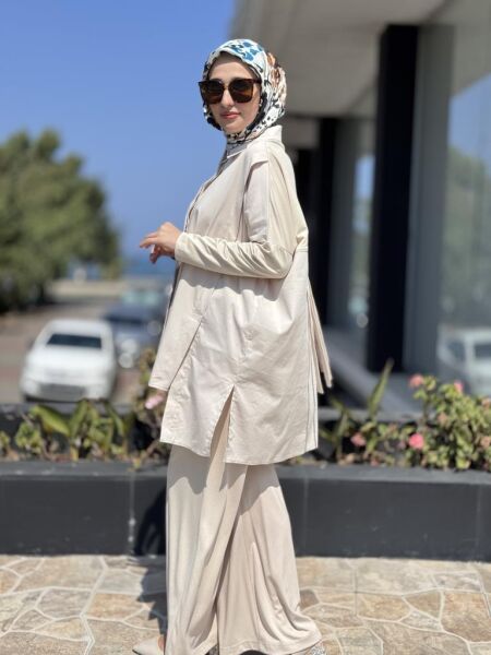 Almarwah Sırt Detaylı Gömlek Pantolon Takım 202866