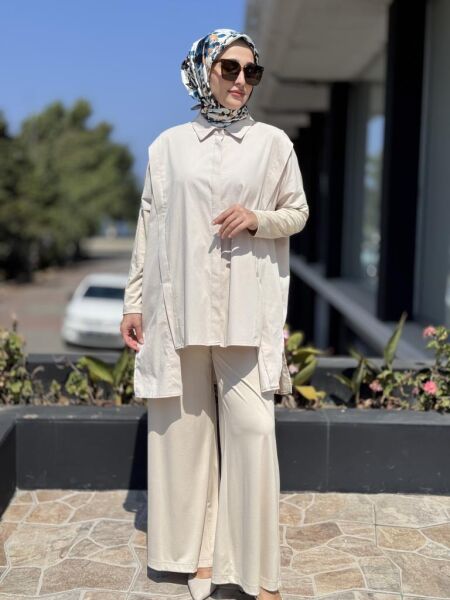 Almarwah Sırt Detaylı Gömlek Pantolon Takım 202866