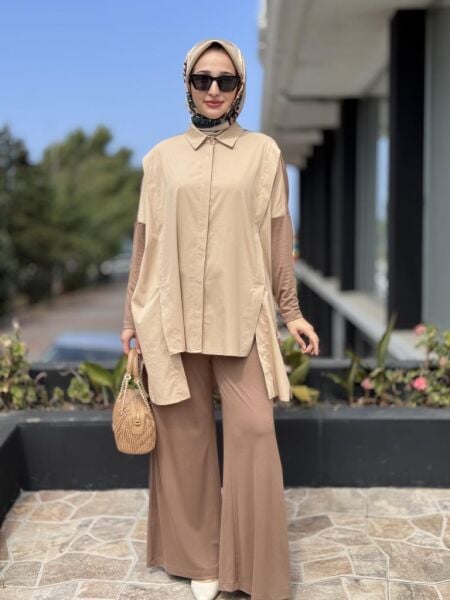 Almarwah Sırt Detaylı Gömlek Pantolon Takım 202866