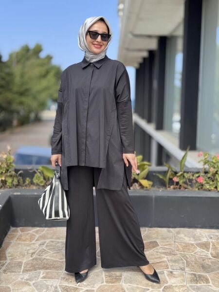 Almarwah Sırt Detaylı Gömlek Pantolon Takım 202866