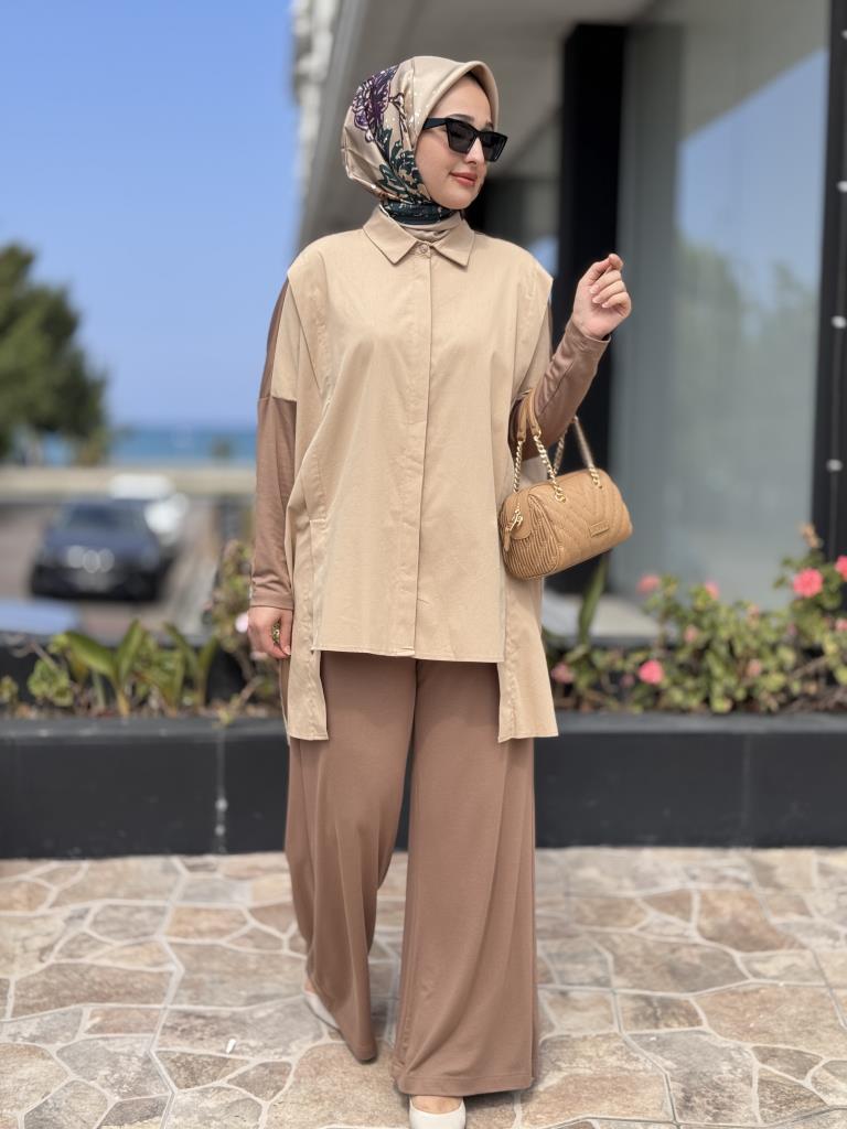 Almarwah Sırt Detaylı Gömlek Pantolon Takım 202866