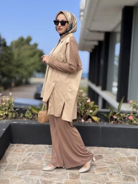 Almarwah Sırt Detaylı Gömlek Pantolon Takım 202866