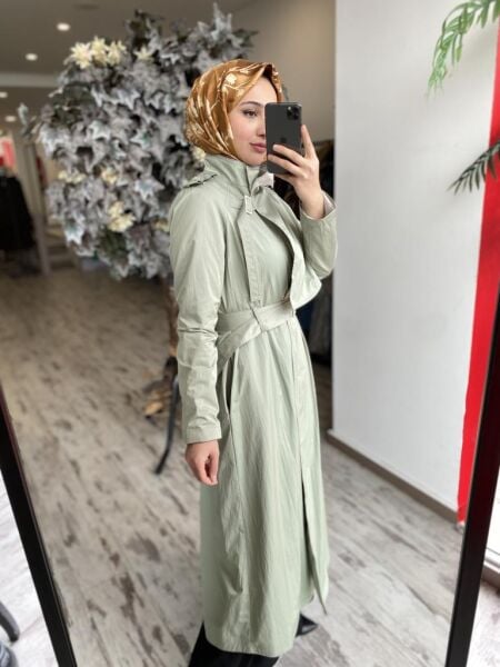 Almarwah Önden Kapama Detaylı Astarlı Kap 404923 HAKİ - 36