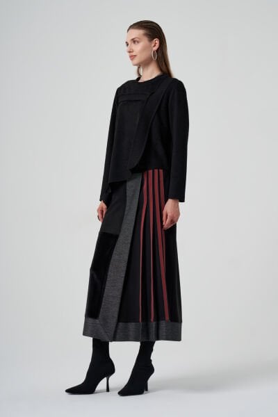 Misswhence Şerit Detaylı Süet Etek 36903