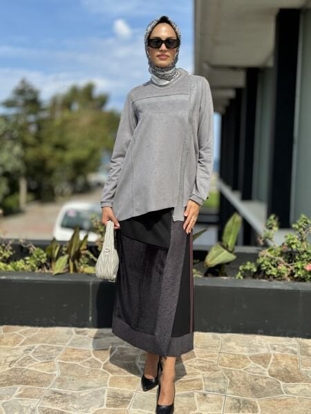 Misswhence Şerit Detaylı Süet Etek 36903