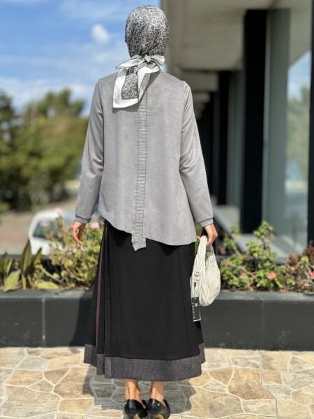 Misswhence Şerit Detaylı Süet Etek 36903