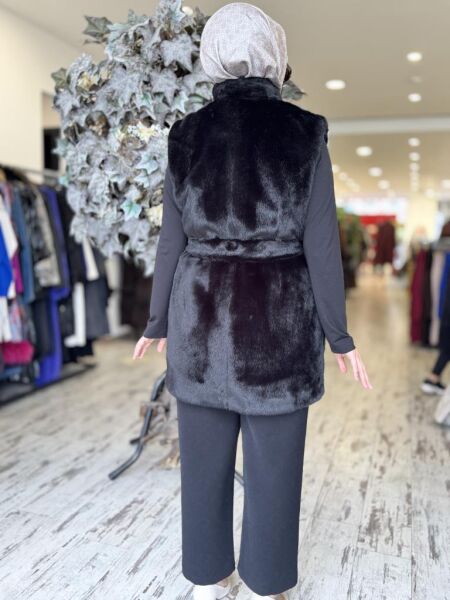 Vuu Vison Kürk Yelek 24FW3V141 SİYAH - 36