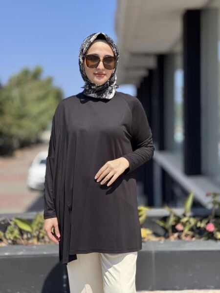 Almarwah Yandan Yırtmaçlı Viscon Tunik 102227