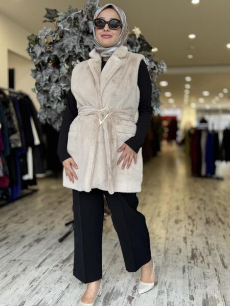 Vuu Vison Kürk Yelek 24FW3V141 VİZON - 38